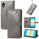 For Sony Xperia Ace III Mandala Flower Embossed Leather Phone Case(Gray) - 1