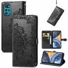 For Motorola Moto G22 Mandala Flower Embossed Leather Phone Case(Black) - 1