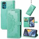 For Motorola Moto G22 Mandala Flower Embossed Leather Phone Case(Green) - 1