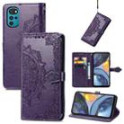 For Motorola Moto G22 Mandala Flower Embossed Leather Phone Case(Purple) - 1