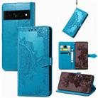 For Google Pixel 7 Pro Mandala Flower Embossed Leather Phone Case(Blue) - 1