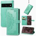 For Google Pixel 7 Pro Mandala Flower Embossed Leather Phone Case(Green) - 1