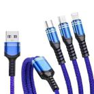 XJ-78 66W 6A 3 in 1 USB to 8 Pin + Type-C + Micro USB Super Flash Charging Cable, Length: 1.2m(Blue) - 1