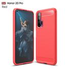 Brushed Texture Carbon Fiber TPU Case for Huawei Honor 20 Pro(Red) - 1