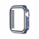 Electroplating Two-color PC+Tempered Film Watch Case For Apple Watch Series 9 / 8 / 7 45mm(Blue+Silver) - 1