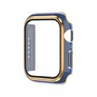Electroplating Two-color PC+Tempered Film Watch Case For Apple Watch Series 9 / 8 / 7 45mm(Blue+Rose Gold) - 1