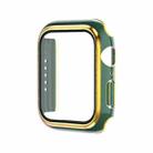 Electroplating Two-color PC+Tempered Film Watch Case For Apple Watch Series 9 / 8 / 7 45mm(Green+Gold) - 1