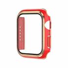 Electroplating Two-color PC+Tempered Film Watch Case For Apple Watch Series 9 / 8 / 7 45mm(Red+Rose Gold) - 1