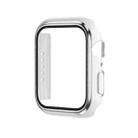 Electroplating Two-color PC+Tempered Film Watch Case For Apple Watch Series 6/5/4/SE 44mm(White+Silver) - 1