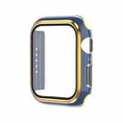 Electroplating Two-color PC+Tempered Film Watch Case For Apple Watch Series 6/5/4/SE 44mm(Blue+Gold) - 1