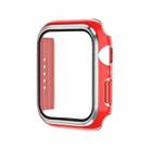 Electroplating Two-color PC+Tempered Film Watch Case For Apple Watch Series 6/5/4/SE 44mm(Red+Silver) - 1