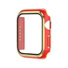 Electroplating Two-color PC+Tempered Film Watch Case For Apple Watch Series 6/5/4/SE 44mm(Red+Gold) - 1