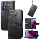 For Motorola Moto G Stylus 5G 2022 Butterfly Love Flower Embossed Leather Phone Case(Black) - 1