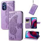 For Motorola Moto G Stylus 5G 2022 Butterfly Love Flower Embossed Leather Phone Case(Light Purple) - 1