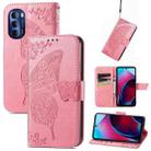 For Motorola Moto G Stylus 5G 2022 Butterfly Love Flower Embossed Leather Phone Case(Pink) - 1