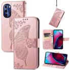 For Motorola Moto G Stylus 5G 2022 Butterfly Love Flower Embossed Leather Phone Case(Rose Gold) - 1
