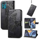 For Motorola Moto G22 Butterfly Love Flower Embossed Leather Phone Case(Black) - 1