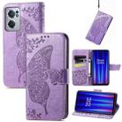 For OnePlus Nord CE 2 5G Butterfly Love Flower Embossed Leather Phone Case(Light Purple) - 1