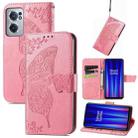 For OnePlus Nord CE 2 5G Butterfly Love Flower Embossed Leather Phone Case(Pink) - 1