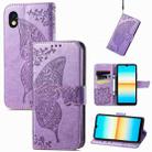 For Sony Xperia Ace III Butterfly Love Flower Embossed Leather Phone Case(Light Purple) - 1