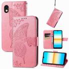 For Sony Xperia Ace III Butterfly Love Flower Embossed Leather Phone Case(Pink) - 1