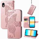 For Sony Xperia Ace III Butterfly Love Flower Embossed Leather Phone Case(Rose Gold) - 1