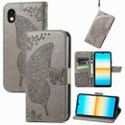 For Sony Xperia Ace III Butterfly Love Flower Embossed Leather Phone Case(Grey) - 1