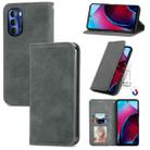 For Motorola Moto G Stylus 5G 2022 Retro Skin Feel Magnetic Leather Phone Case(Grey) - 1