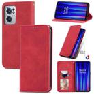 For OnePlus Nord CE 2 5G Retro Skin Feel Magnetic Leather Phone Case(Red) - 1