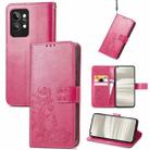 For OPPO Realme GT2 Pro Four-leaf Clasp Embossed Buckle Leather Phone Case(Rose Red) - 1