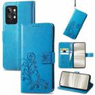 For OPPO Realme GT2 Pro Four-leaf Clasp Embossed Buckle Leather Phone Case(Blue) - 1