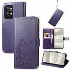 For OPPO Realme GT2 Pro Four-leaf Clasp Embossed Buckle Leather Phone Case(Purple) - 1