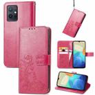 For vivo Y55 5G Four-leaf Clasp Embossed Buckle Leather Phone Case(Rose Red) - 1