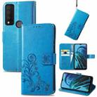 For TCL 30 XE 5G Four-leaf Clasp Embossed Buckle Leather Phone Case(Blue) - 1