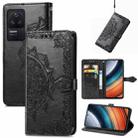 For Xiaomi Redmi K40S Mandala Flower Embossed Leather Phone Case(Black) - 1