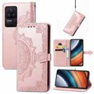 For Xiaomi Redmi K40S Mandala Flower Embossed Leather Phone Case(Rose Gold) - 1