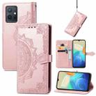 For vivo Y55 5G Mandala Flower Embossed Leather Phone Case(Rose Gold) - 1