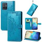 For vivo Y55 5G Mandala Flower Embossed Leather Phone Case(Blue) - 1