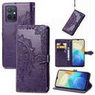 For vivo Y55 5G Mandala Flower Embossed Leather Phone Case(Purple) - 1