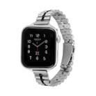 Half-Round Three-Bead Metal Watch Band For Apple Watch Series 8&7 41mm / SE 2&6&SE&5&4 40mm / 3&2&1 38mm(Silver+Black) - 1