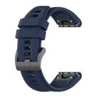 For Garmin Fenix 6X 26mm Silicone Sport Pure Color Watch Band(Dark Blue) - 1
