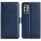 For Motorola Moto G 5G 2022 Dual-side Magnetic Buckle Leather Phone Case(Dark Blue) - 1