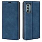 For Motorola Moto G 5G 2022 Retro-skin  Magnetic Suction Leather Phone Case(Dark Blue) - 1