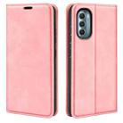 For Motorola Moto G 5G 2022 Retro-skin  Magnetic Suction Leather Phone Case(Pink) - 1