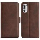 For Motorola Moto G52 4G Dual-side Magnetic Buckle Horizontal Flip Leather Phone Case(Brown) - 1