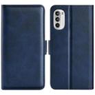 For Motorola Moto G52 4G Dual-side Magnetic Buckle Horizontal Flip Leather Phone Case(Dark Blue) - 1