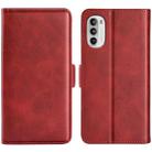 For Motorola Moto G52 4G Dual-side Magnetic Buckle Horizontal Flip Leather Phone Case(Red) - 1