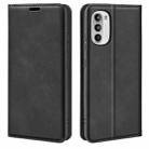 For Motorola Moto G52 4G Retro-skin Magnetic Suction Leather Phone Case(Black) - 1