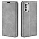 For Motorola Moto G52 4G Retro-skin Magnetic Suction Leather Phone Case(Grey) - 1