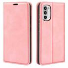 For Motorola Moto G52 4G Retro-skin Magnetic Suction Leather Phone Case(Pink) - 1